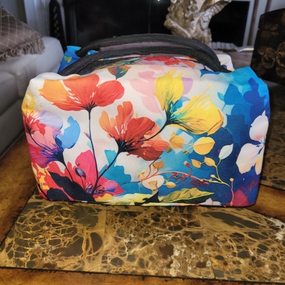 Colorful Floral Cosmetic Bag - Picture 2 of 6